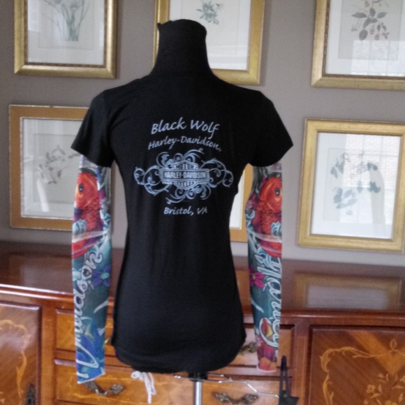 0107 Harley Davidson "Black Wolf" Long Sleeve 👕 - Picture 3 of 5